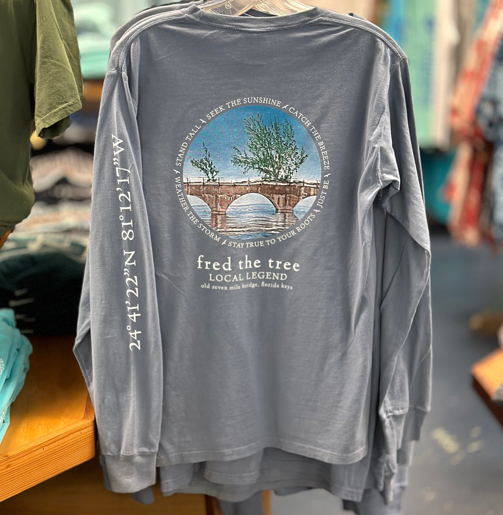 Fred the Tree Adult Unisex Long Sleeve Tee FADED BLUE