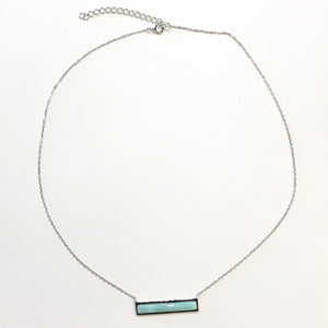 Sterling Silver Larimar Bar Necklace w/ Extension