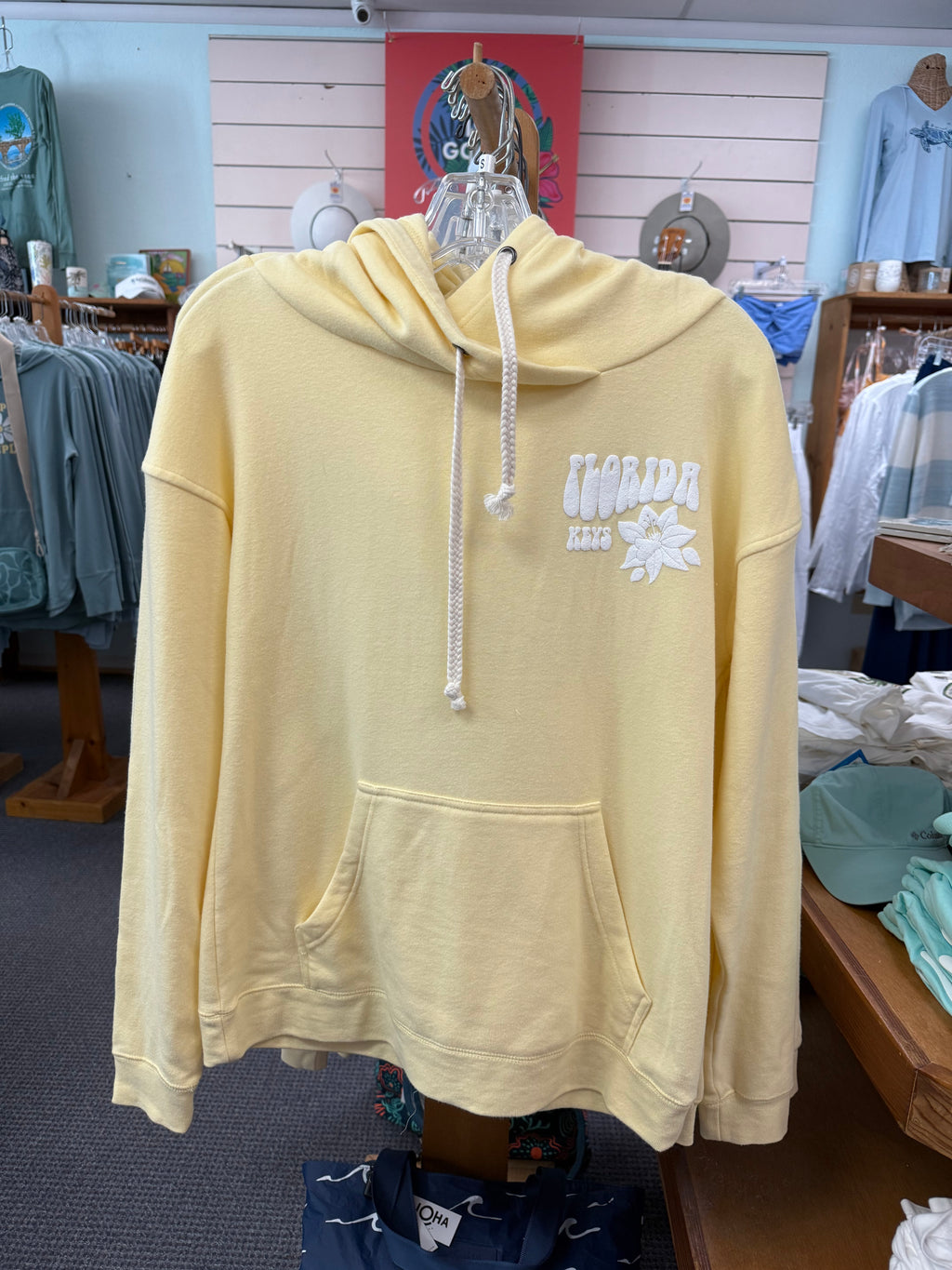 Women's Island Girl  Pullover Hooded Sweatshirt, Lemon Yellow