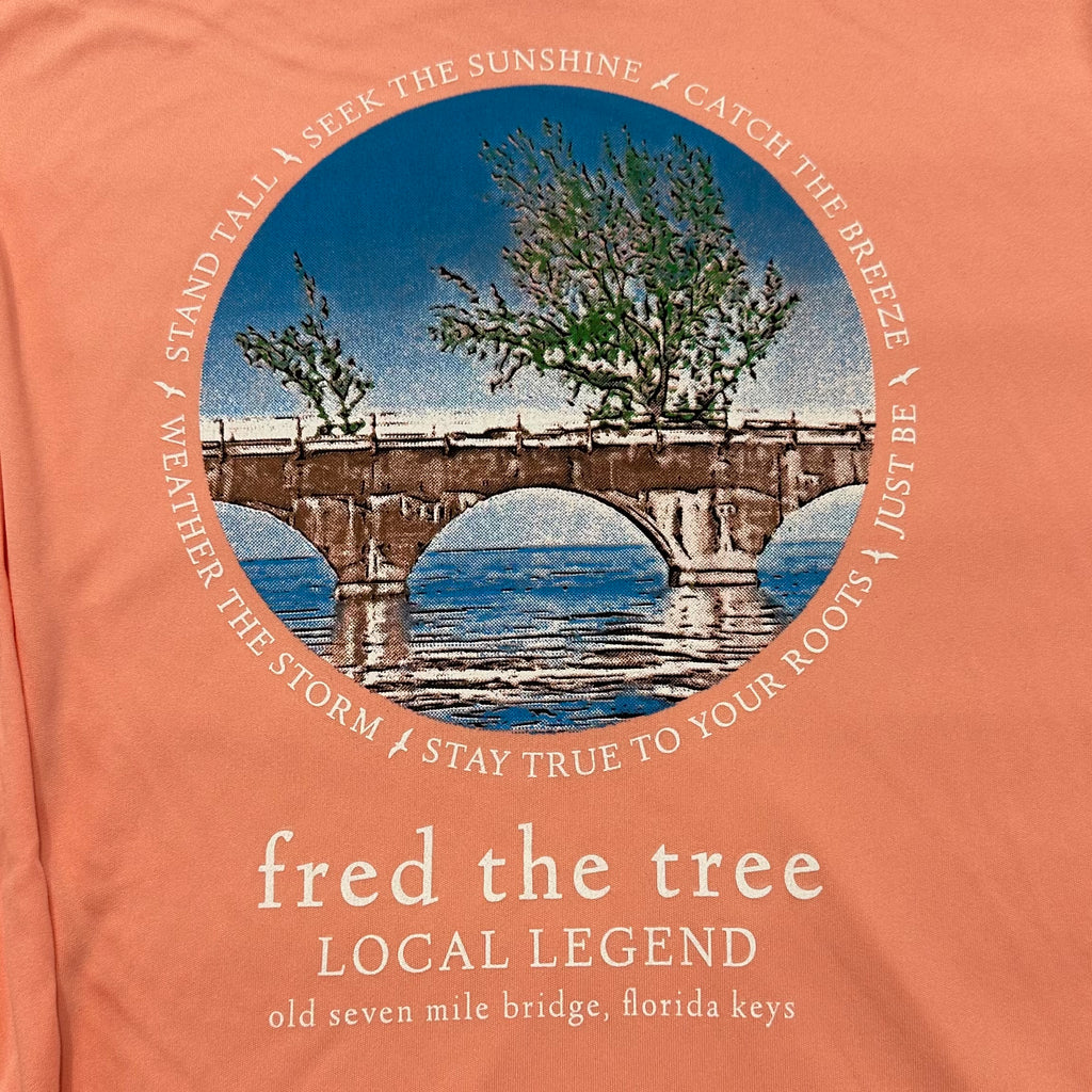 Fred the Tree ADULT UNISEX Long Sleeve SPF Sun Shirt Sunset Coral