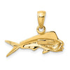 Mahi Bull Dolphin Pendant, 14k Yellow Gold