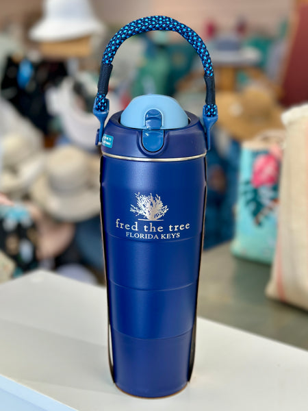 Fred the Tree Stainless Steel Pirani Water Bottle 32oz, Navy