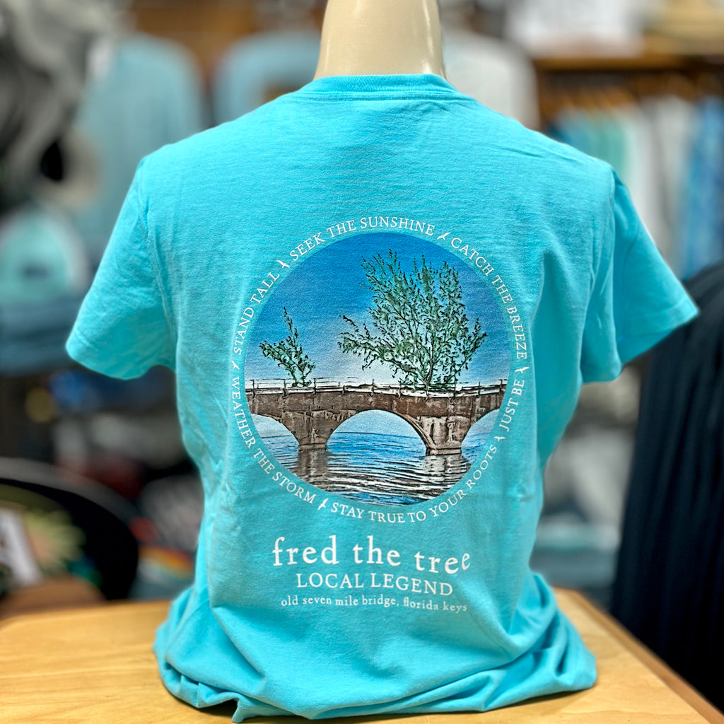 Fred the Tree Womens Vneck Tee AQUA BLUE