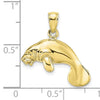 10k Yellow Solid Gold Manatee Pendant