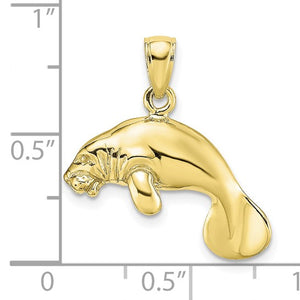 10k Yellow Solid Gold Manatee Pendant