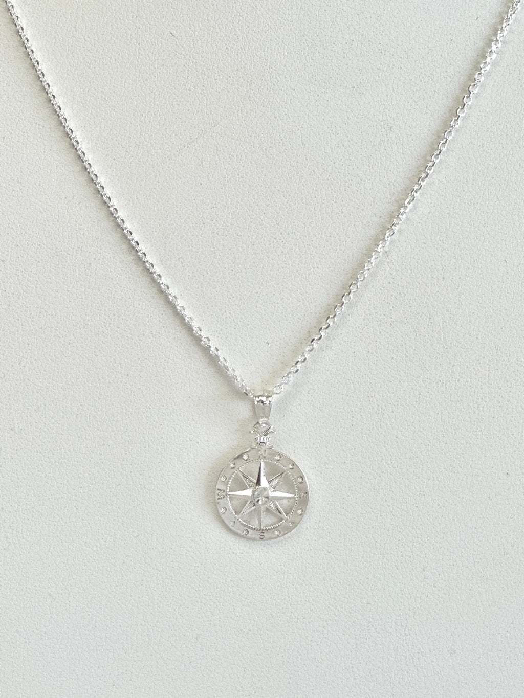 Sterling Silver Compass Rose Necklace, 16-18"