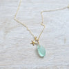 14K Gold Filled Tiny Seaglass & Starfish Necklace