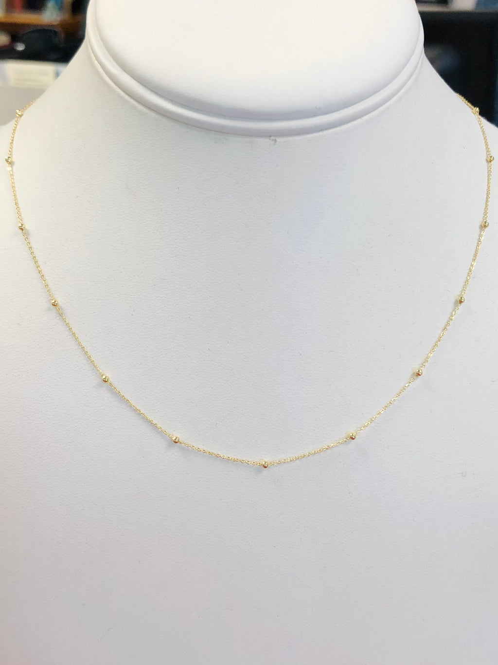 14k Yellow Gold Beaded Cable Chain, 18”