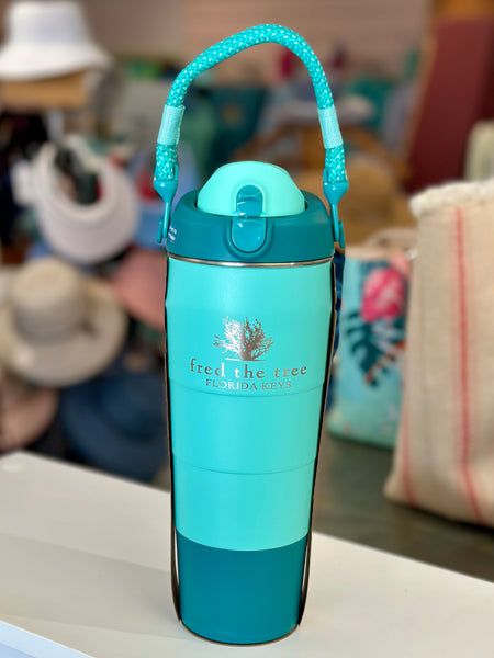 Fred the Tree Stainless Steel Pirani Water Bottle 32oz, Aqua