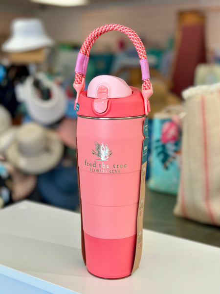 Fred the Tree Stainless Steel Pirani Water Bottle 32oz, Coral