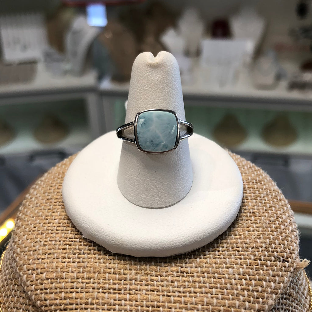 Sterling Silver w/ Larimar Ring, Size 8
