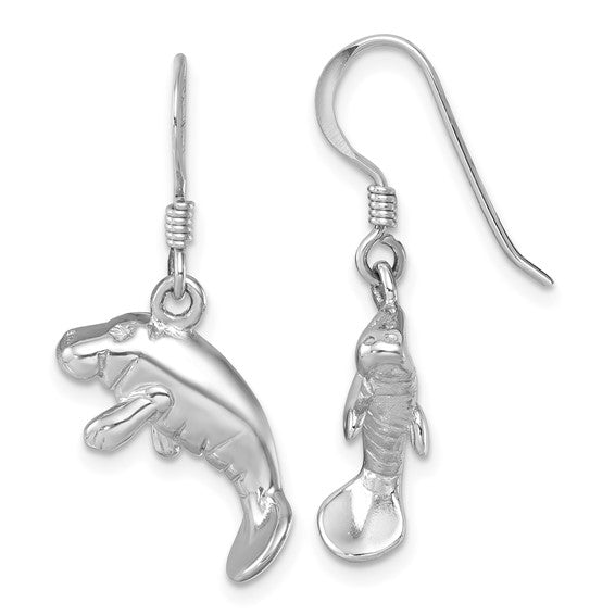 Sterling Silver Manatee Earrings