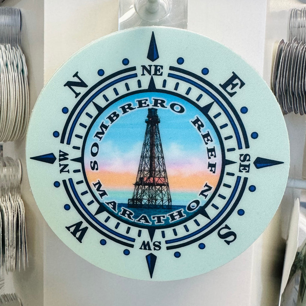 Sombrero Lighthouse Sticker 3” Circle Aqua