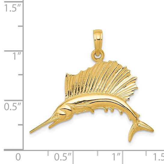 Sailfish Pendant, 14k Yellow Gold