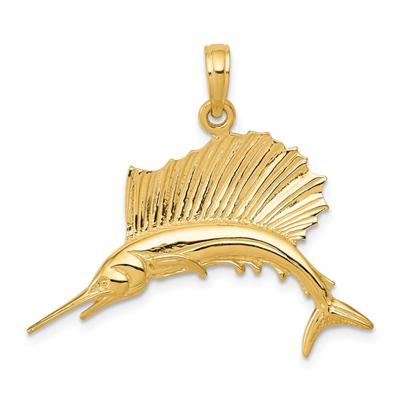 Sailfish Pendant, 14k Yellow Gold