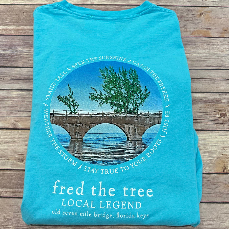 Fred the Tree ADULT UNISEX Short Sleeve Tee Lagoon Blue