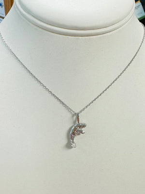 Sterling Silver Manatee Necklace, 18” Cable Chain