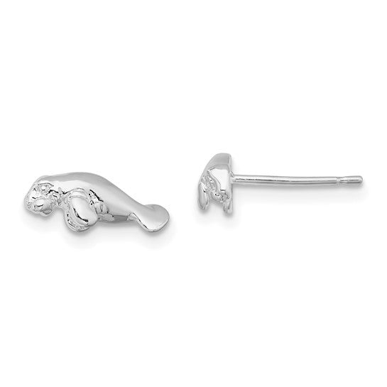 Sterling Silver Manatee Post Earrings