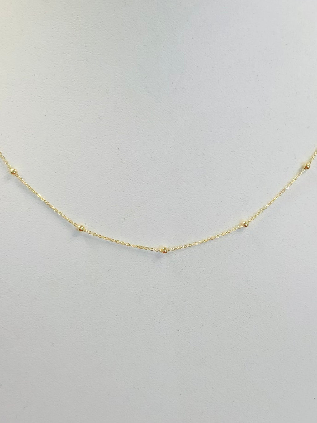 14k Yellow Gold Beaded Cable Chain, 18”
