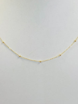 14k Yellow Gold Beaded Cable Chain, 18”