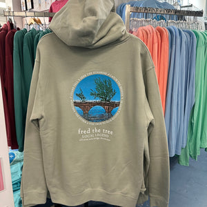 Fred the Tree Pullover Hooded Sweatshirt, Dusty Sage