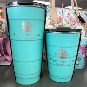 Fred the Tree Stainless Steel Pirani Tumbler w/ Lid, Aqua