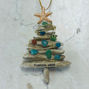 Seaglass Driftwood Tree Ornament