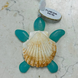 Seaglass Shell Turtle Ornament