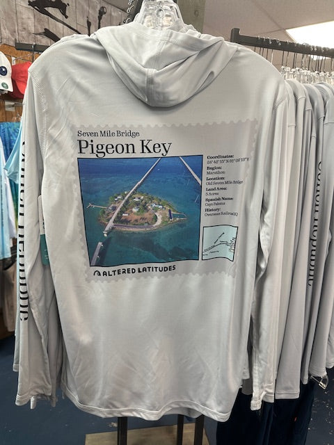 Pigeon Key Old 7 Mile Bridge UPF 50+ Unisex Long Sleeve Hood, Pearl Grey