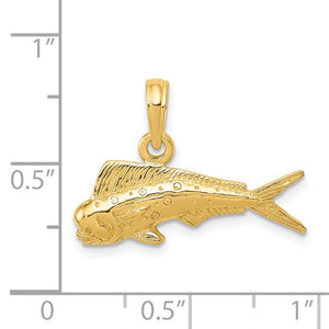 Mahi Bull Dolphin Pendant, 14k Yellow Gold