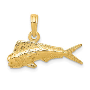 Mahi Bull Dolphin Pendant, 14k Yellow Gold
