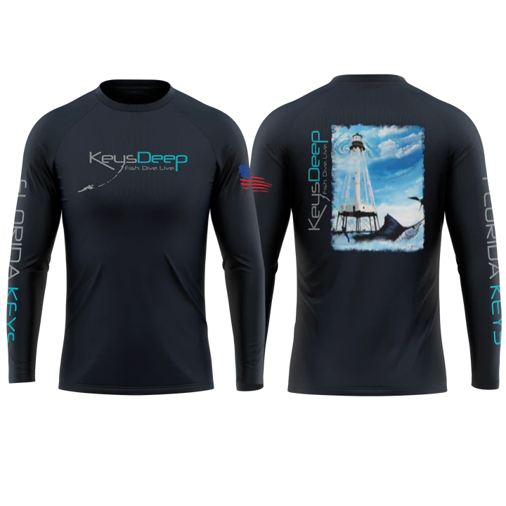 SPF Unisex Alligator Lighthouse Long Sleeve, Navy Blue