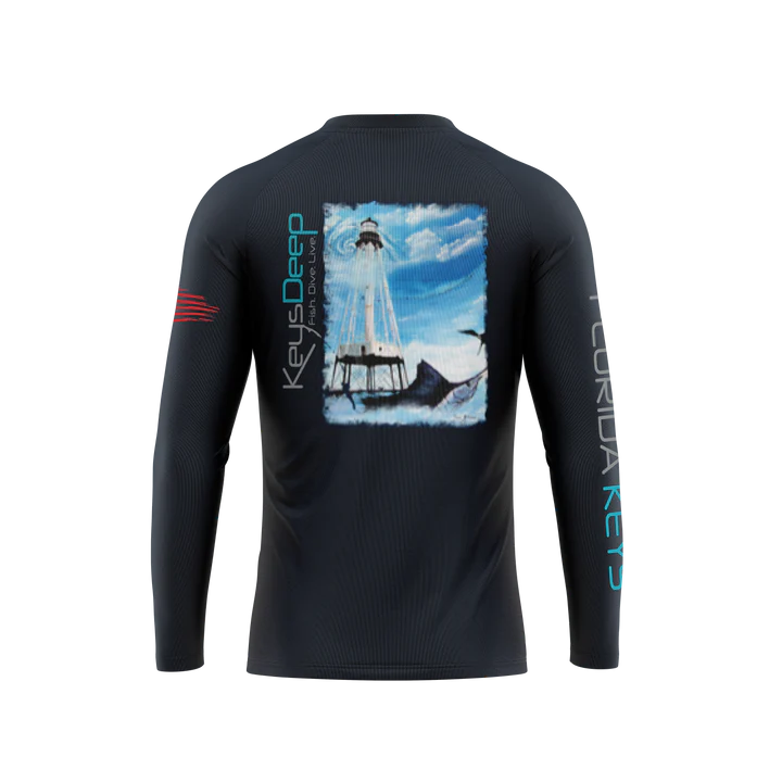 SPF Unisex Alligator Lighthouse Long Sleeve, Navy Blue