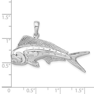 3D Mahi Bull Dolphin Pendant, Sterling Silver