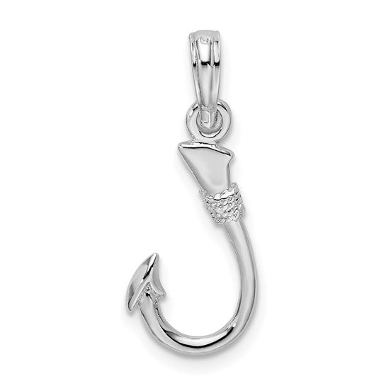 Small Fish Hook Pendant, Sterling Silver