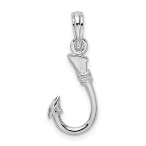 Small Fish Hook Pendant, Sterling Silver