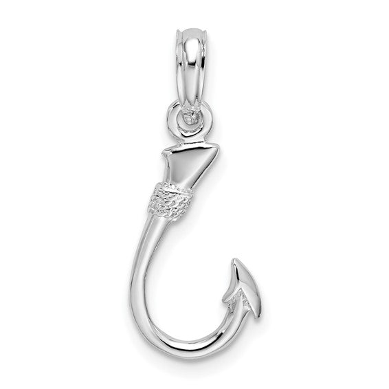 Small Fish Hook Pendant, Sterling Silver