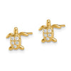14k Gold CZ Turtle Post Earrings