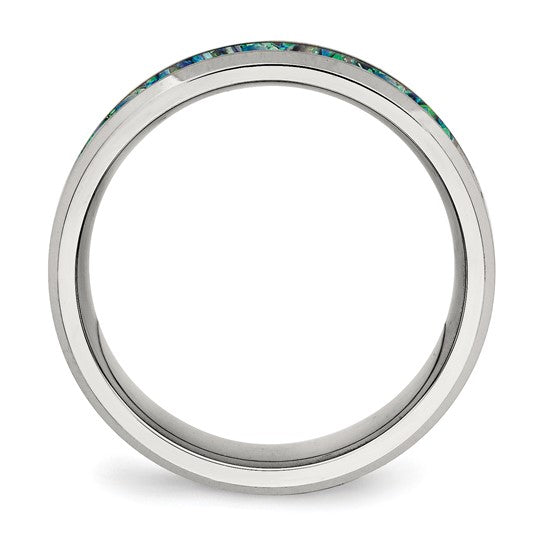 Sterling Silver w/ Blue Opal Band Ring 8mm