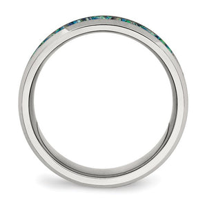 Sterling Silver w/ Blue Opal Band Ring 8mm