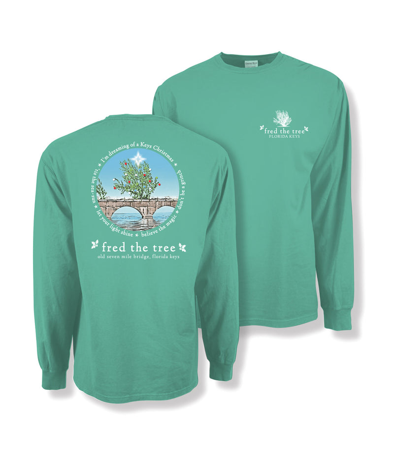 Fred the Tree Christmas Unisex Long Sleeve T-Shirt, Caribe