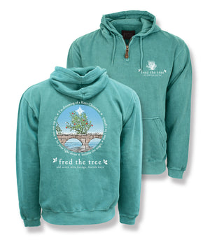 PREORDER FOR OCTOBER SHIP Fred the Tree Christmas Unisex Mini Zip Sweat Shirt, Caribe