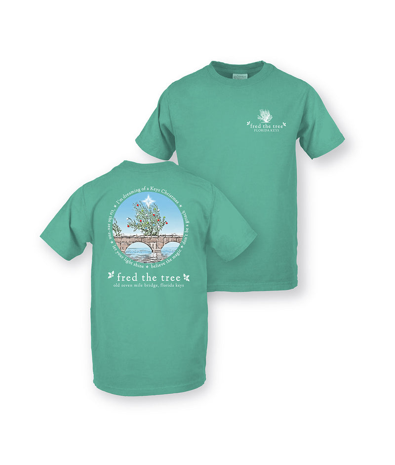 PREORDER FOR OCTOBER SHIP Fred the Tree Christmas Youth Unisex Short Sleeve T-Shirt, Caribe