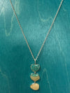 Triple Drop Long Necklace, Sterling Silver w/ Turquoise & Sombrero Beach Sand