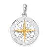 Compass Rose Pendant, Silver w/ 14k - Small