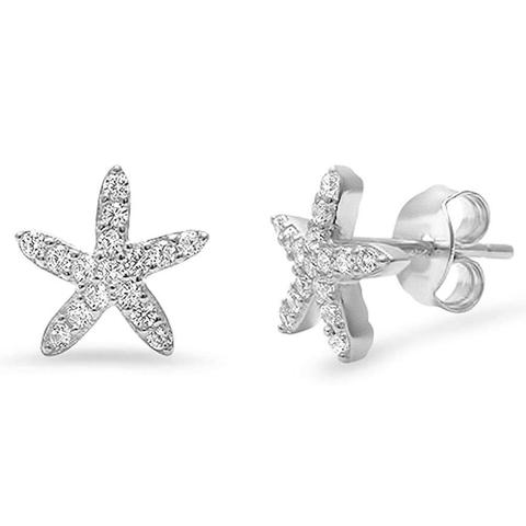 Sterling Silver CZ Starfish Post Earrings