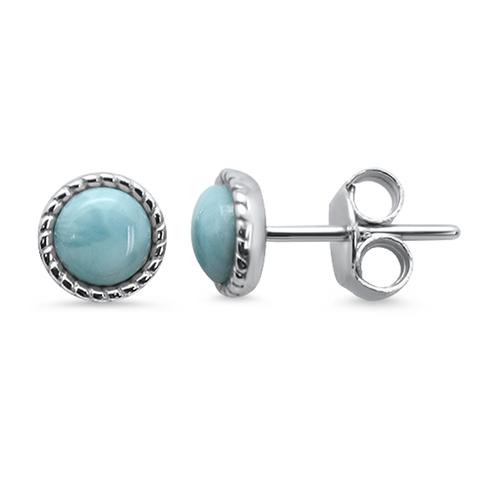 Sterling Silver w/ Larimar Small Round Earring Post