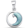 Natural Larimar Small Wave Necklace, Sterling Silver on 18” Cable Chain