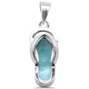 Natural Larimar Flip Flop Necklace, Sterling Silver on 18" Cable Chain
