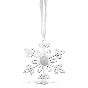 Dune Silver Snowflake Ornament, Mother of Pearl